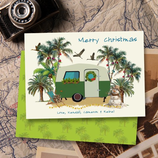 Tropische Camping Trailer Kerstkaarten Kaart