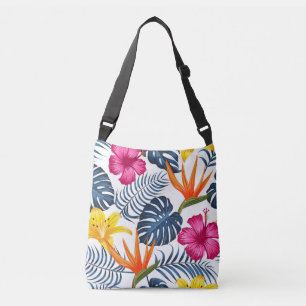 Tropische Canvas tas met bloemen