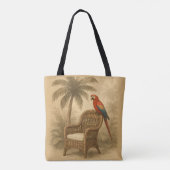Tropische Canvas tas –  papegaai en rieten stoel (Achterkant)