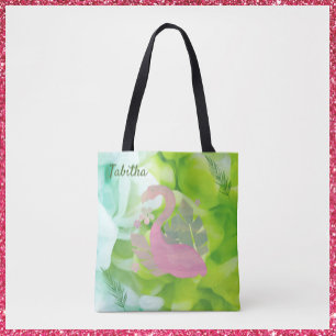 Tropische Canvas tas van Flamingo en Palms