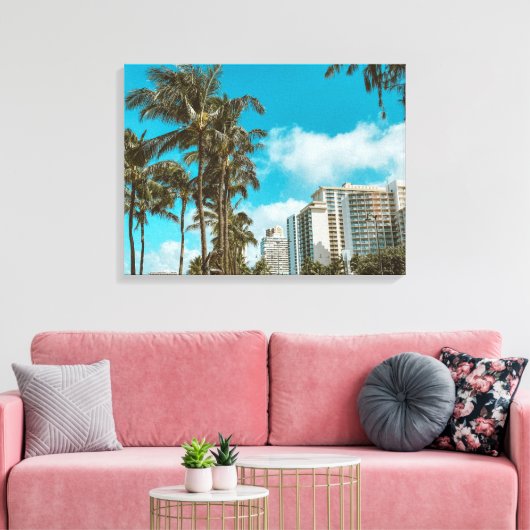 Tropische canvasprint met uitgerekte afbeelding canvas afdruk (Insitu (Woonkamer))