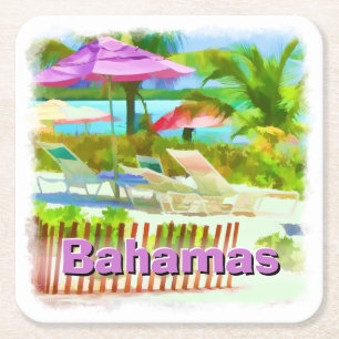 Tropische Caraïben Island Beach Scene - Painterly Kartonnen Onderzetters