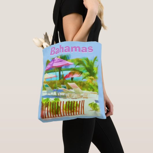 Tropische Caraïben Island Beach Scene - Painterly Tote Bag (Dichtbij)