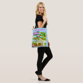 Tropische Caraïben Island Beach Scene - Painterly Tote Bag (Op model)