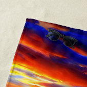 Tropische Caraïbische Sunset Over Clear Ocean Strandlaken (In situ)