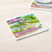 Tropische Caribische eilandstrand Scene - Souvenir Kartonnen Onderzetters (Schuin)