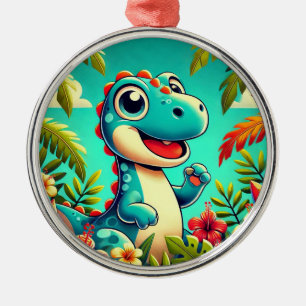 Tropische Cartoon Dinosaur Metaal Kerstversiering Metalen Ornament