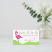 Tropische Cartoon Hot Pink Flamingo Bird Visitekaartje (Staand voorkant)