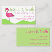 Tropische Cartoon Hot Pink Flamingo Bird Visitekaartje (Voorkant / Achterkant)