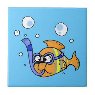 tropische cartoon tegeltje