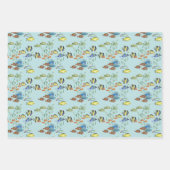 Tropische Cartoons, blauwe Waterverf Inpakpapier Vel (Voorkant)