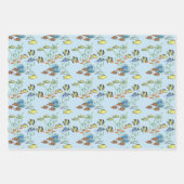 Tropische Cartoons, blauwe Waterverf Inpakpapier Vel (Voorkant 3)