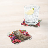 Tropische Cat Floral Bracket Onderzetters ontwerp. (Insitu)