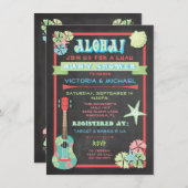 Tropische Chalkboard Luau Baby Douche uitnodiginge Kaart (Voorkant / Achterkant)