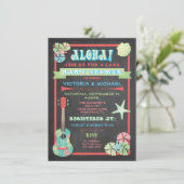 Tropische Chalkboard Luau Baby Douche uitnodiginge Kaart (Staand voorkant)