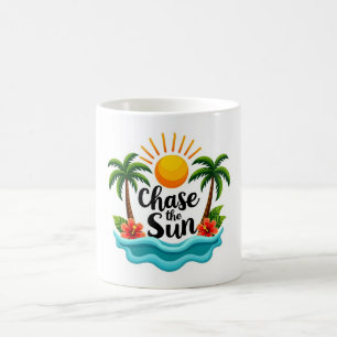 Tropische 'Chase the Sun' Cartoon Zomer Mok