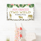 Tropische Cheetah print twee Wild Safari Birthday Spandoek (Insitu)