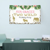 Tropische Cheetah print twee Wild Safari Birthday Spandoek (Beurs)