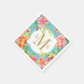 Tropische Chic 3 Letter Monogram Bloemen Waterverf Servet (Hoek)