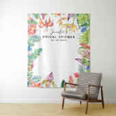 Tropische Chic Bruidsfeest Fotocabine Achtergrond Wandkleed (In situ)