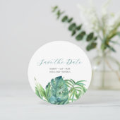 Tropische Chic Waterverf Groenery Bewaar de Datum Save The Date (Staand voorkant)