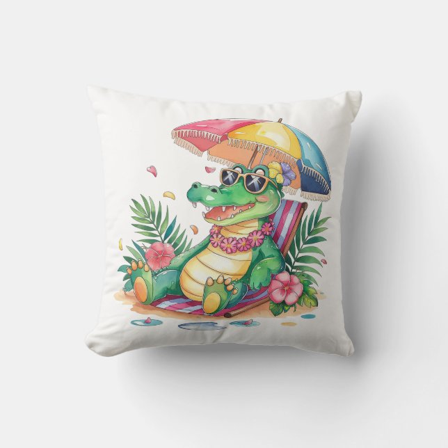 Tropische chill ontspannende gator kussen (Voorkant)