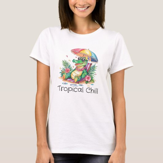 Tropische chill ontspannende gator t-shirt (Voorkant)