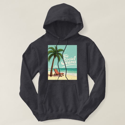 Tropische Chill – Palm Tree & Beach Chair T-shirt (Design voorkant)