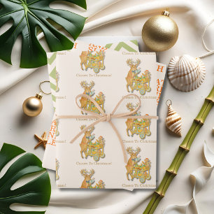 Tropische Chinoiserie Christmas Bar winkelwagen Inpakpapier Vel