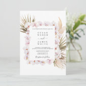 Tropische chique blush roze orchideeën bruiloft kaart (Staand voorkant)