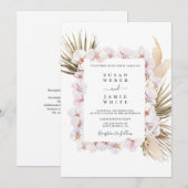 Tropische chique blush roze orchideeën bruiloft kaart (Voorkant / Achterkant)