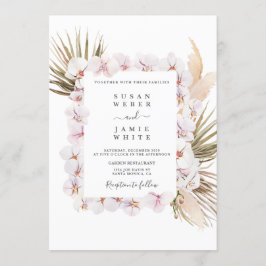 Tropische chique blush roze orchideeën bruiloft kaart