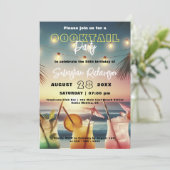 Tropische Chique Sunset Cocktail Verjaardagsfeest Kaart (Staand voorkant)