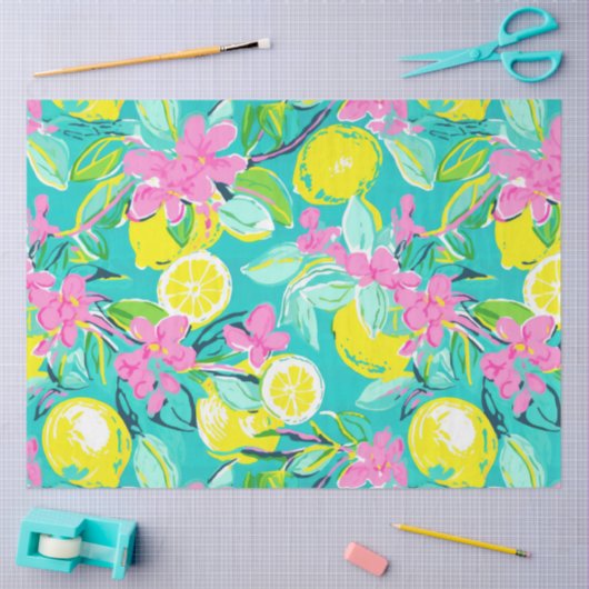 Tropische citroenbloem decoupage tissuepapier (Craft)