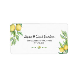 Tropische citroenen huwelijksfeest in waterverf etiket