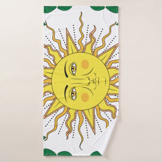 Tropische citroenvruchten, Sun Face. Badhanddoek (Badhanddoek)