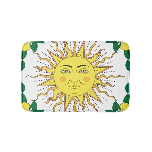 Tropische citroenvruchten, Sun Face. Badmat (Voorkant)