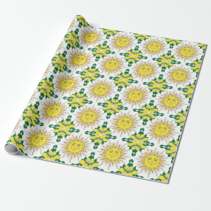 Tropische citroenvruchten, Sun Face. Cadeaupapier