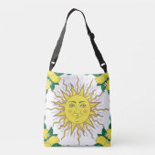 Tropische citroenvruchten, Sun Face. Crossbody Tas (Achterkant)