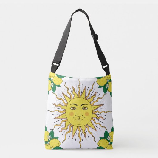 Tropische citroenvruchten, Sun Face. Crossbody Tas (Voorkant)