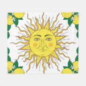 Tropische citroenvruchten, Sun Face. Fleece Deken (Voorkant (Horizontaal))