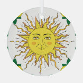 Tropische citroenvruchten, Sun Face. Glas Ornament (Achterkant)