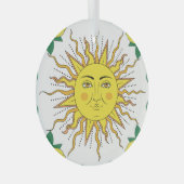 Tropische citroenvruchten, Sun Face. Glas Ornament (Voorkant Rechts)