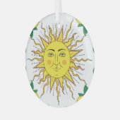 Tropische citroenvruchten, Sun Face. Glas Ornament (Voorkant links)