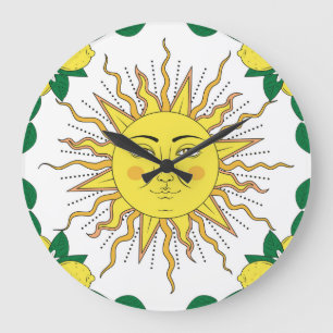 Tropische citroenvruchten, Sun Face. Grote Klok