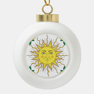 Tropische citroenvruchten, Sun Face. Keramische Bal Ornament