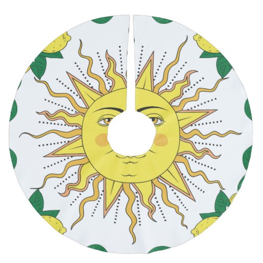 Tropische citroenvruchten, Sun Face. Kerstboom Rok (Voorkant)