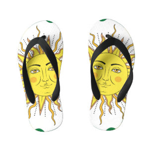 Tropische citroenvruchten, Sun Face. Kinder Teenslippers