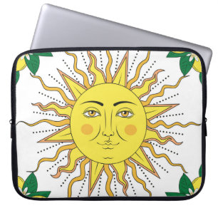 Tropische citroenvruchten, Sun Face. Laptop Sleeve