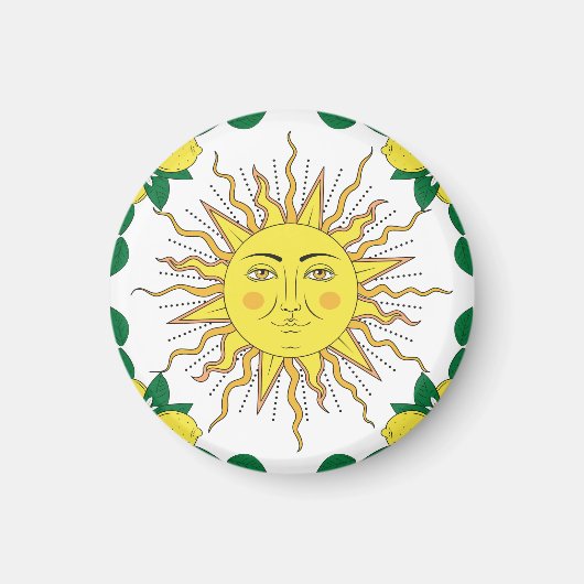 Tropische citroenvruchten, Sun Face. Magneet (Voorkant)